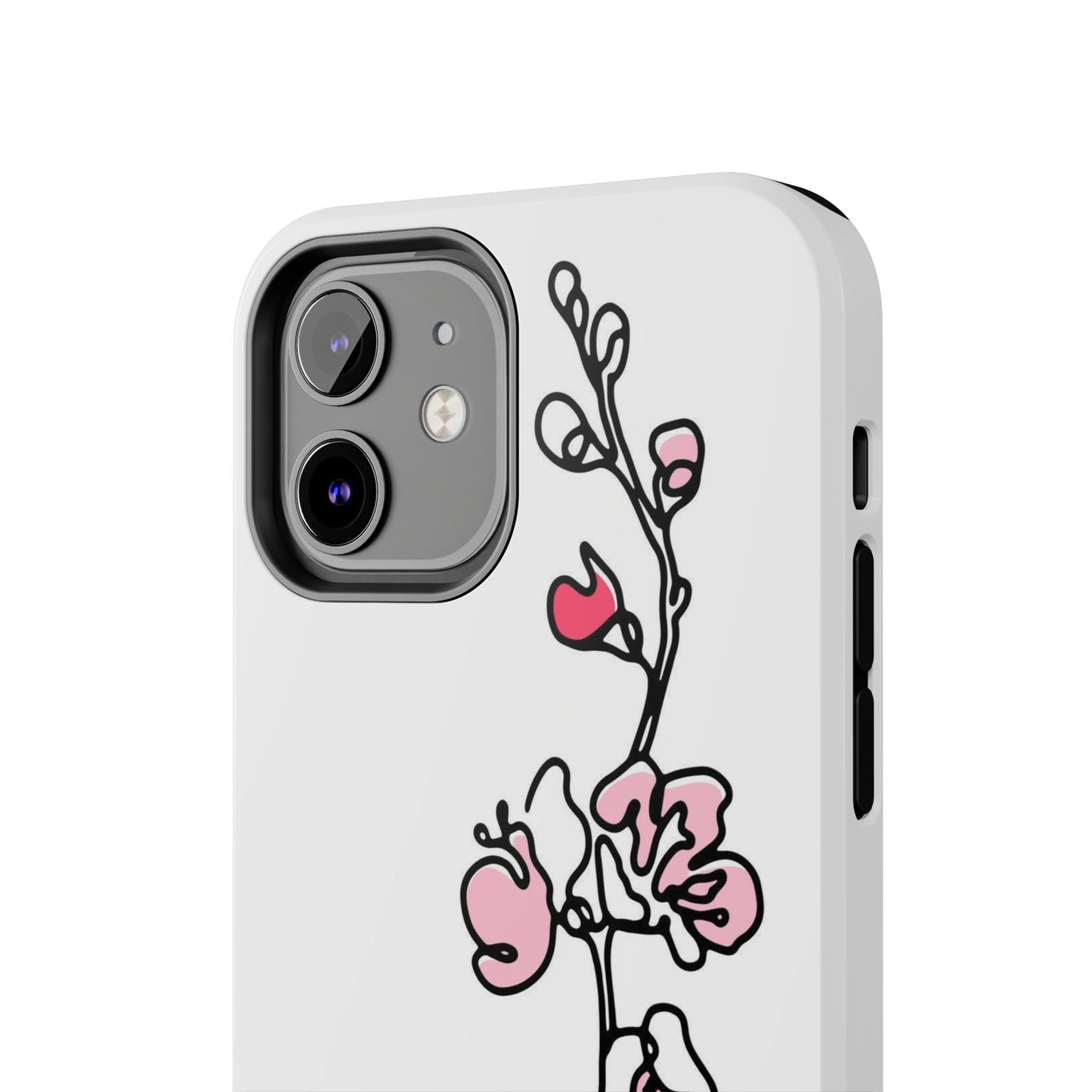 Cherry blossom single line art with abstract pink Tough Phone Cases