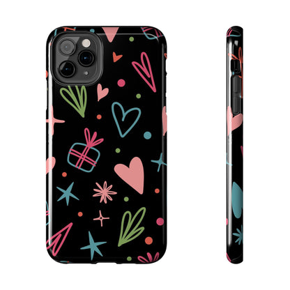 Valentine Day Doodle seamless pattern Tough Phone Cases iPhone 11 Pro Max