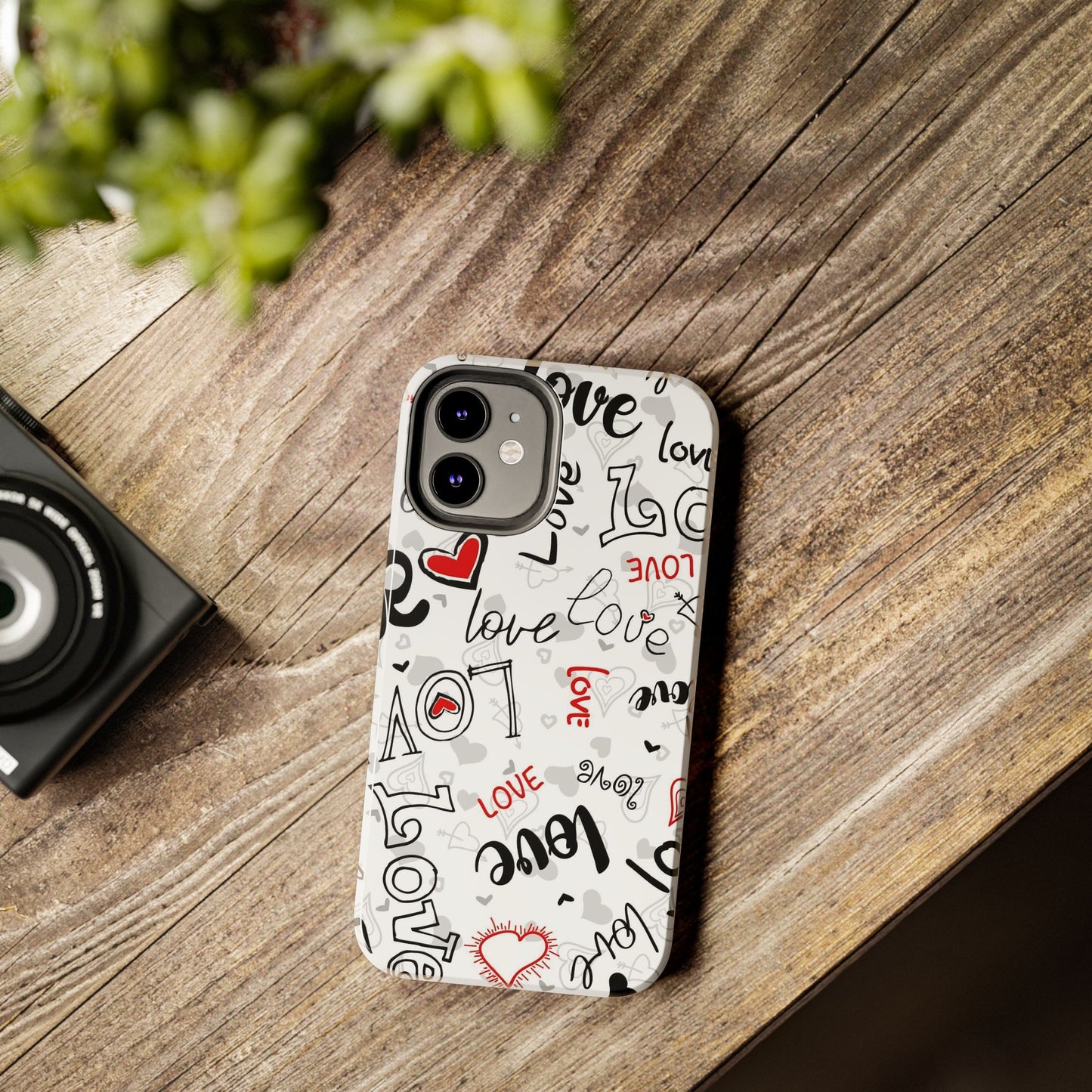 hearts with the words love Tough Phone Cases