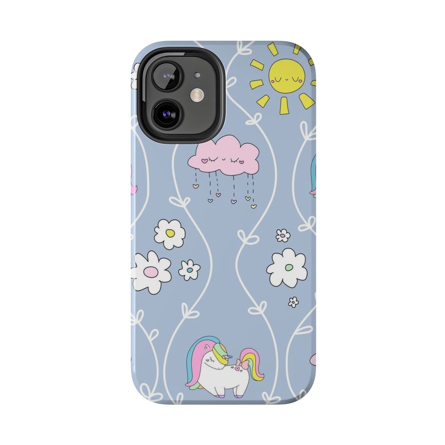 Cute little unicorn heart flower sun cloud Tough Phone Cases