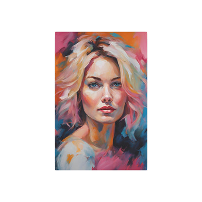 Stunning Portrait of a Young Woman | Vibrant Colorful Artwork Metal Art Sign