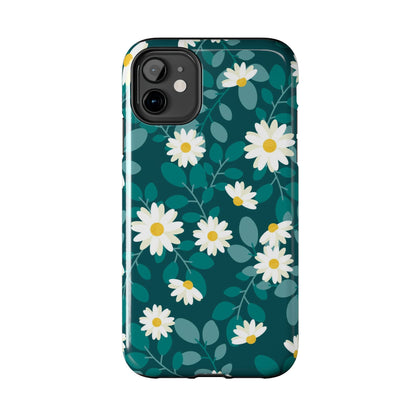 cute white daisy flower flat style seamless pattern Tough Phone Cases