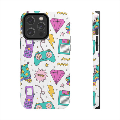 Bright seamless pattern with items from the nineties Tough Phone Cases iPhone 14 Pro Max