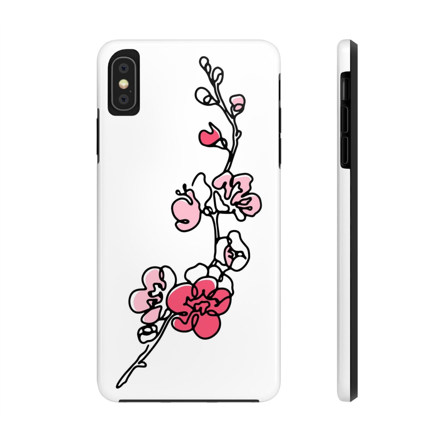 Cherry blossom single line art with abstract pink Tough Phone Cases iPhone XS MAX