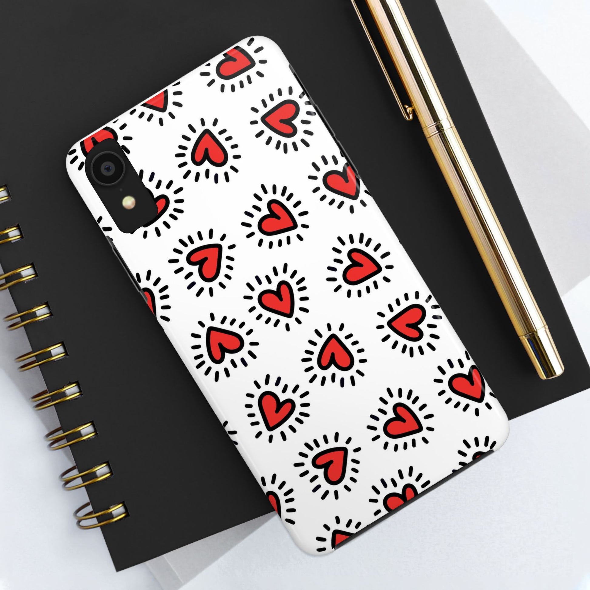 seamless pattern of Red hearts Tough Phone Cases