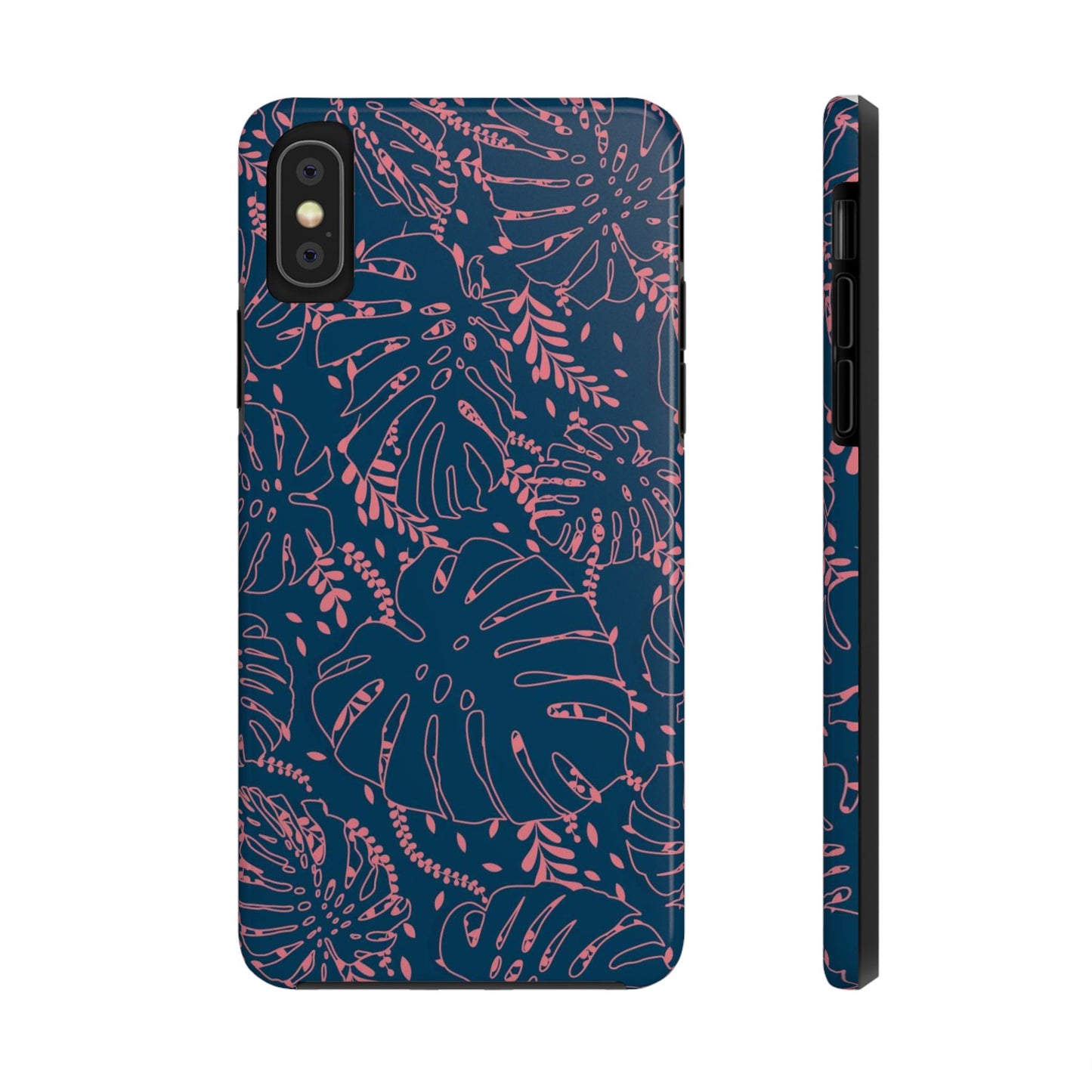 Dark Blue Leaves Tough Phone Cases iPhone XS