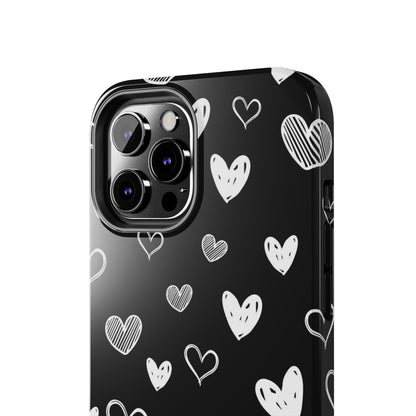 Heart doodles seamless pattern Tough Phone Cases