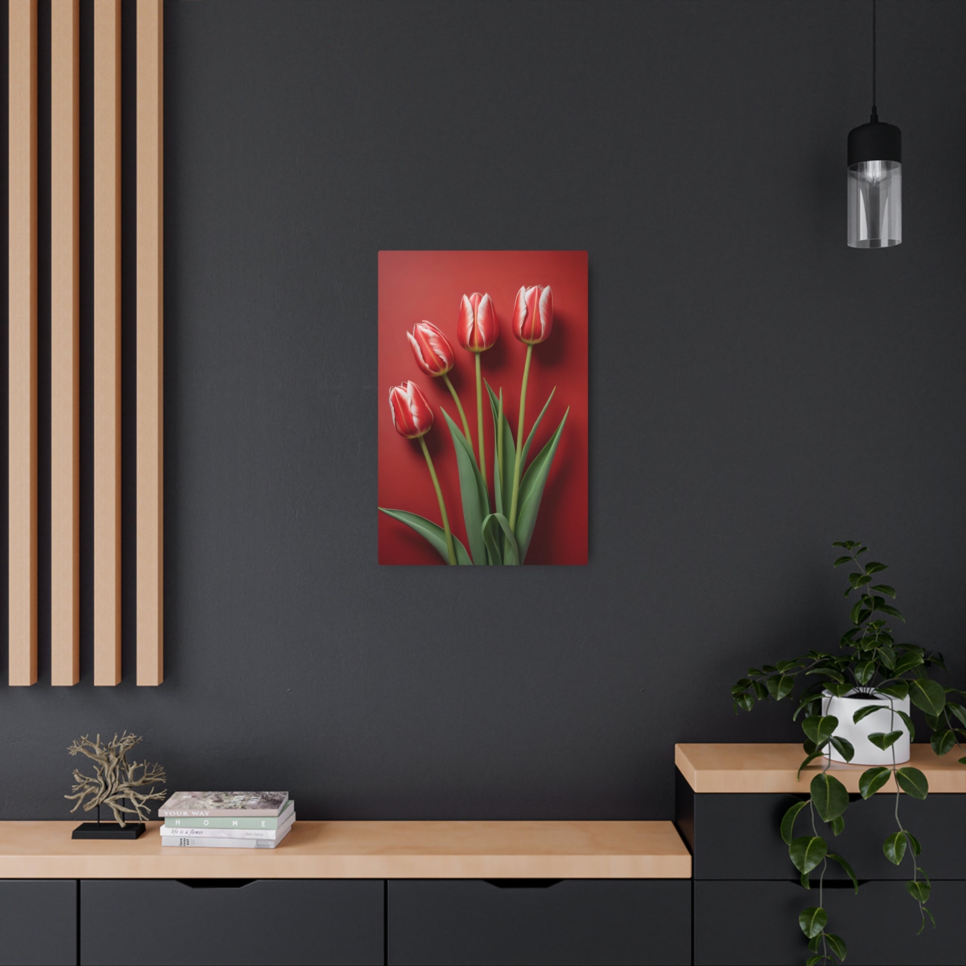 Red tulips Metal Art Sign