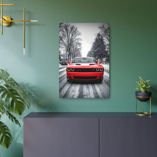 Iconic Muscle Car Metal Sign - Vintage Style Red Challenger Decor 20″ x 30″ (Vertical) 0.12''