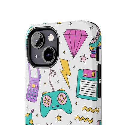 Bright seamless pattern with items from the nineties Tough Phone Cases