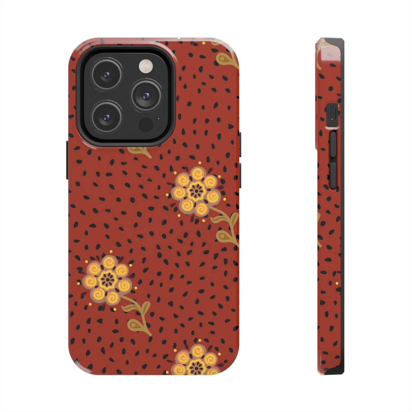 Abstract ethnic flower seamless pattern Tough Phone Cases iPhone 14 Pro