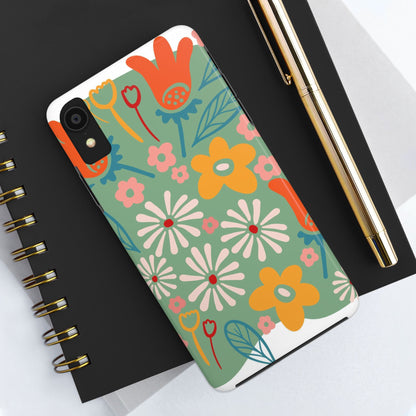 flowers in trendy retro Tough Phone Cases