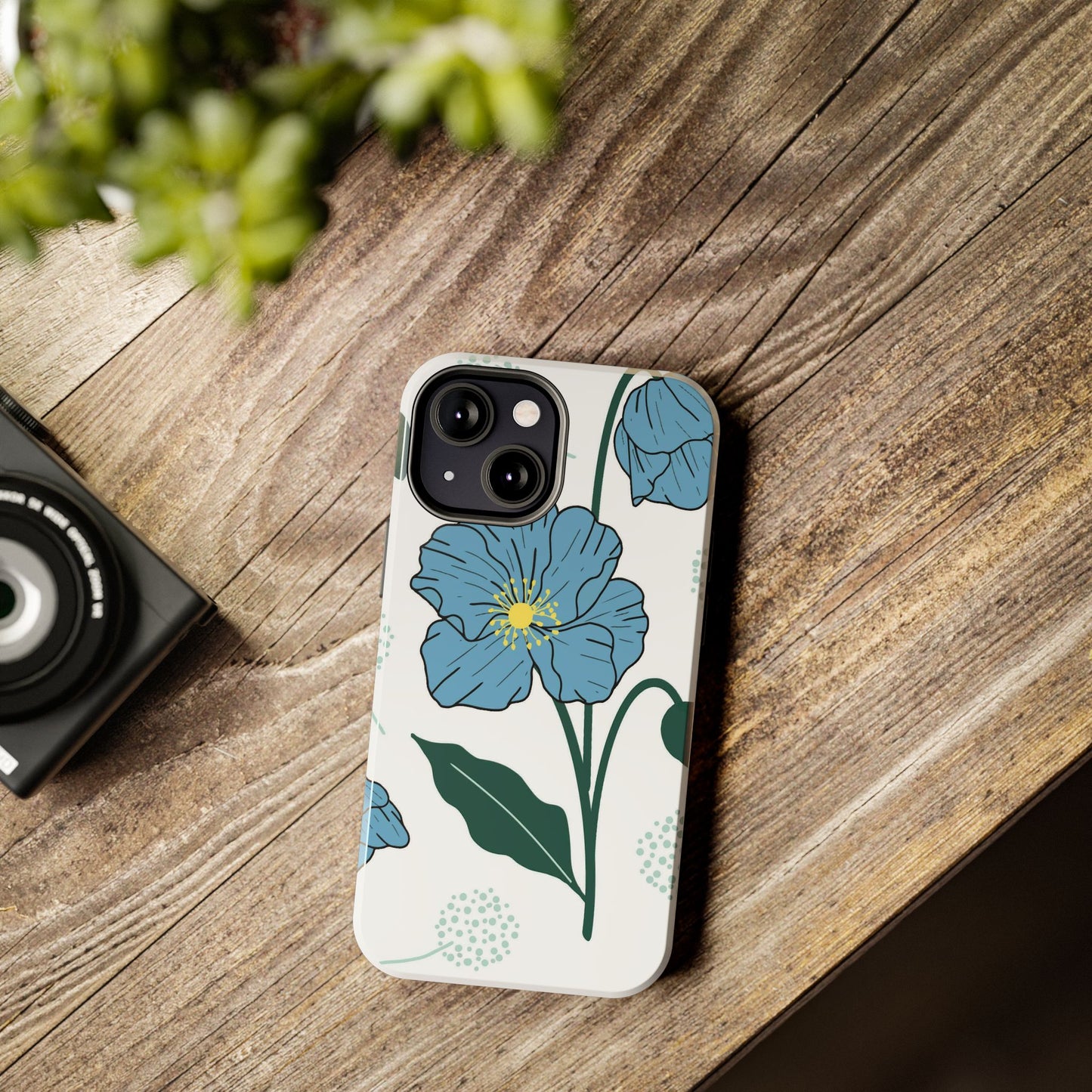 Hand drawn Blue Flower abstract Tough Phone Cases