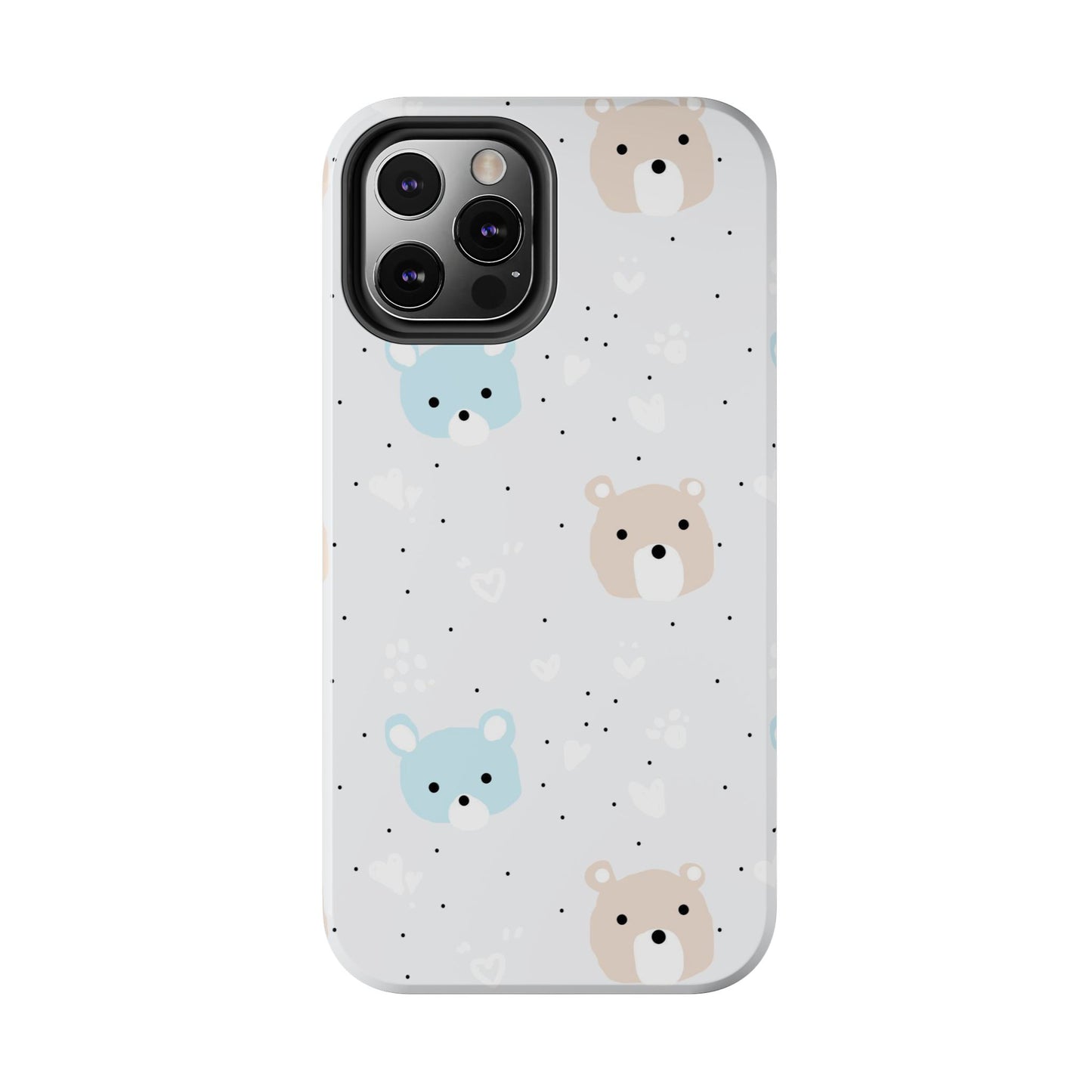 Seamless Pattern with Cute Cartoon Bear Face Tough Phone Cases