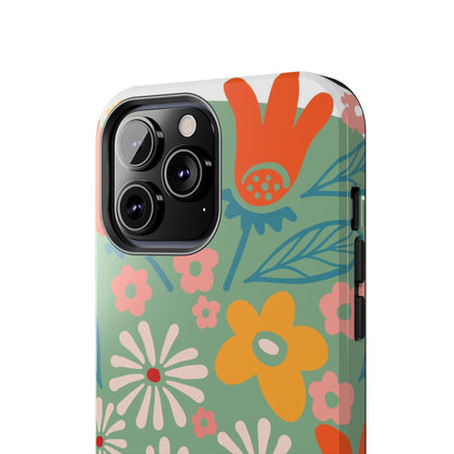 flowers in trendy retro Tough Phone Cases