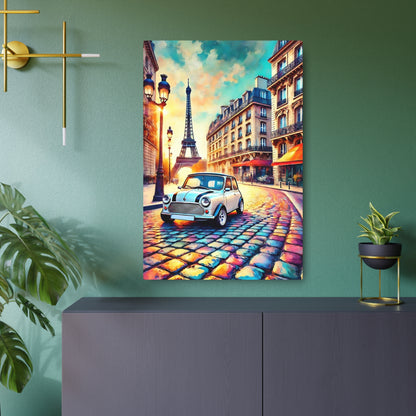 Timeless Elegance: Mini Cooper’s Parisian Journey Metal Art Sign 24" x 36" (Vertical) 0.12''