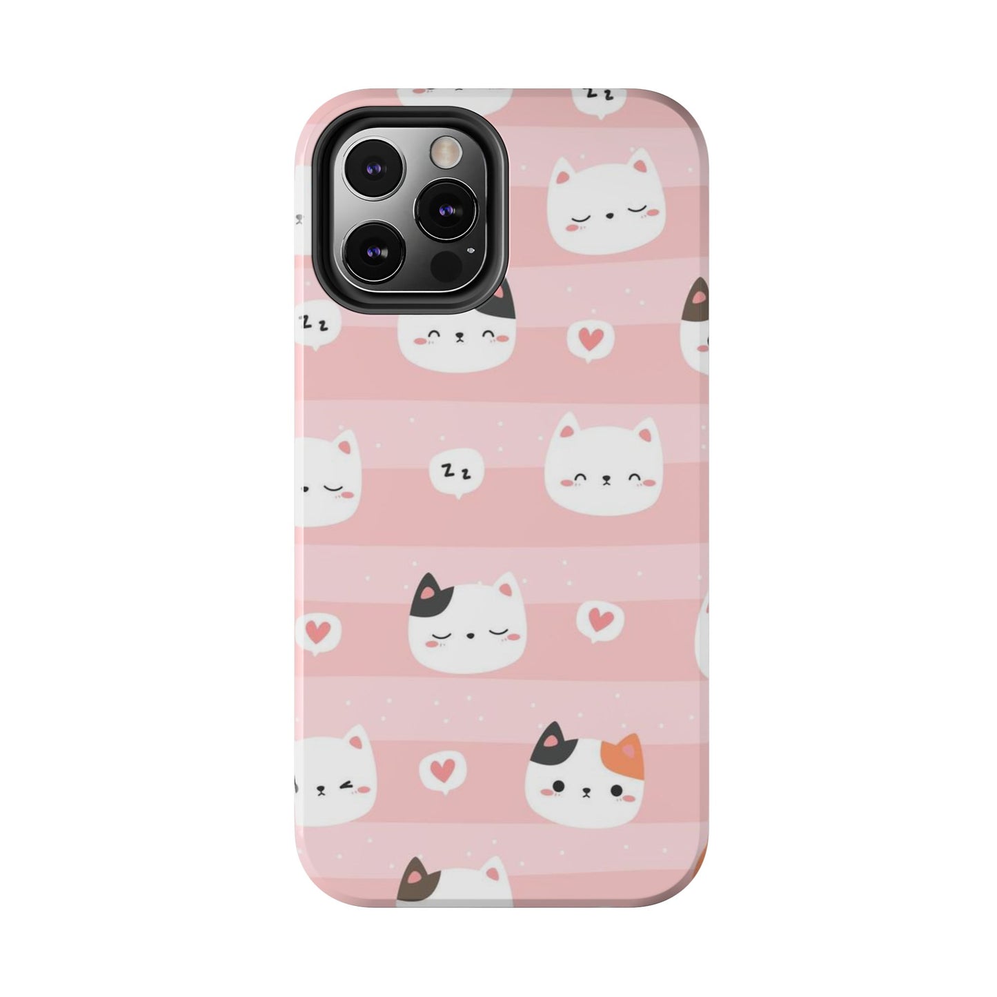 Seamless pattern with cute cats head cartoon Tough Phone Cases