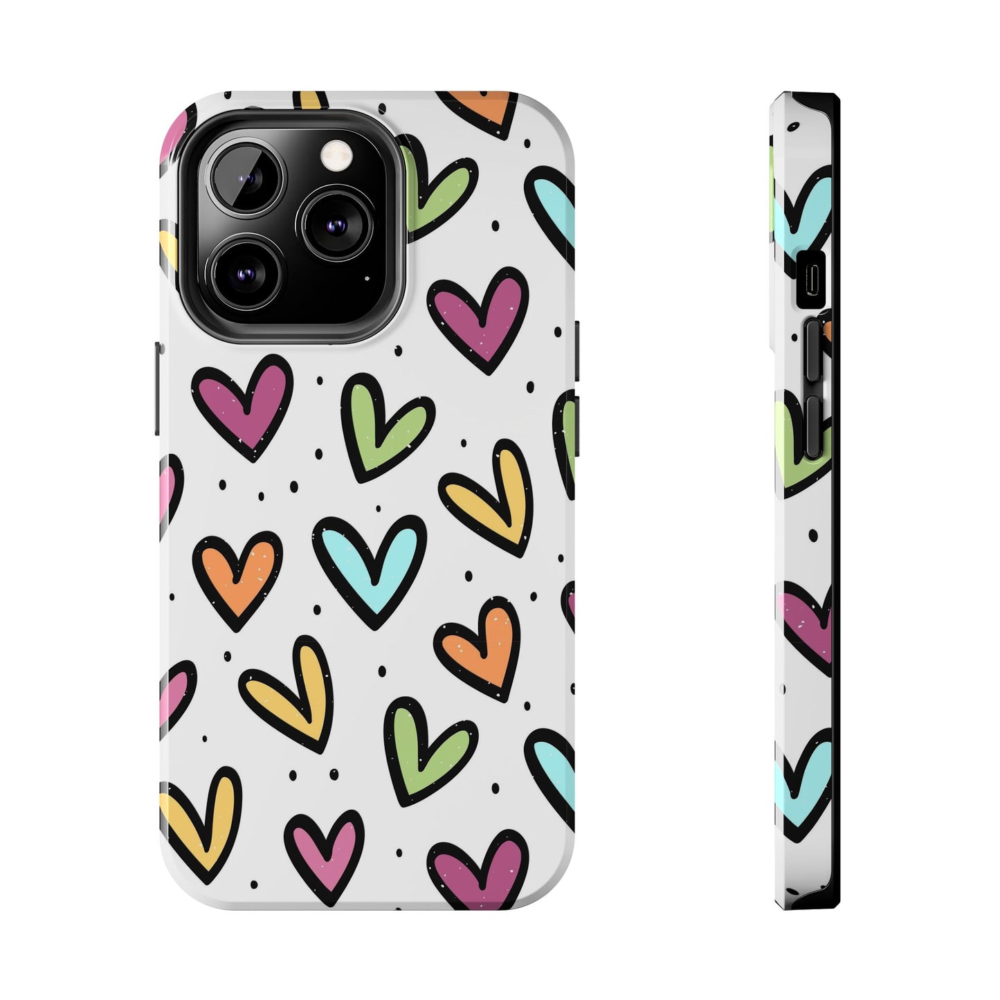 Colorful hearts seamless pattern Tough Phone Cases iPhone 13 Pro