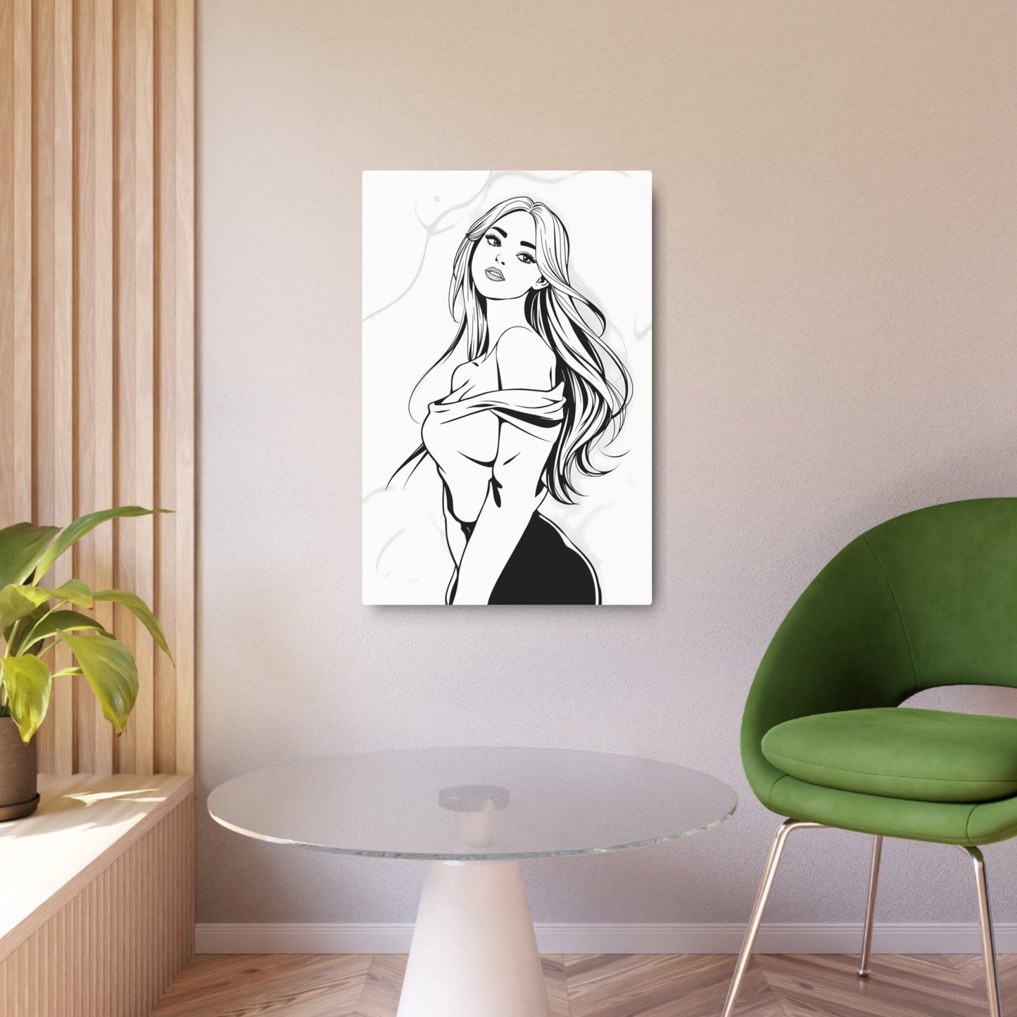 Elegant Line Art Beauty - Metal Sign Print