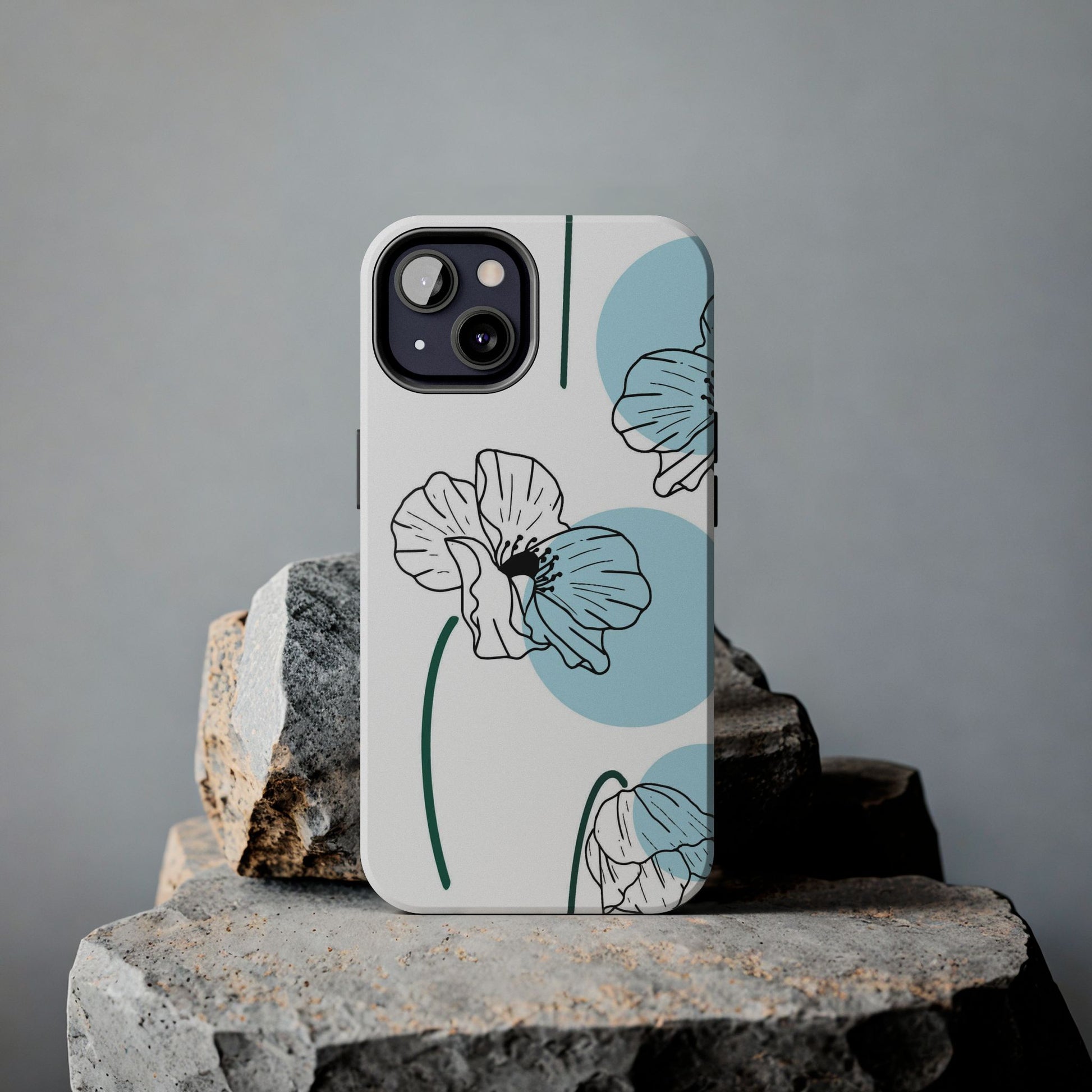 Hand drawn Blue Flower abstract Tough Phone Cases