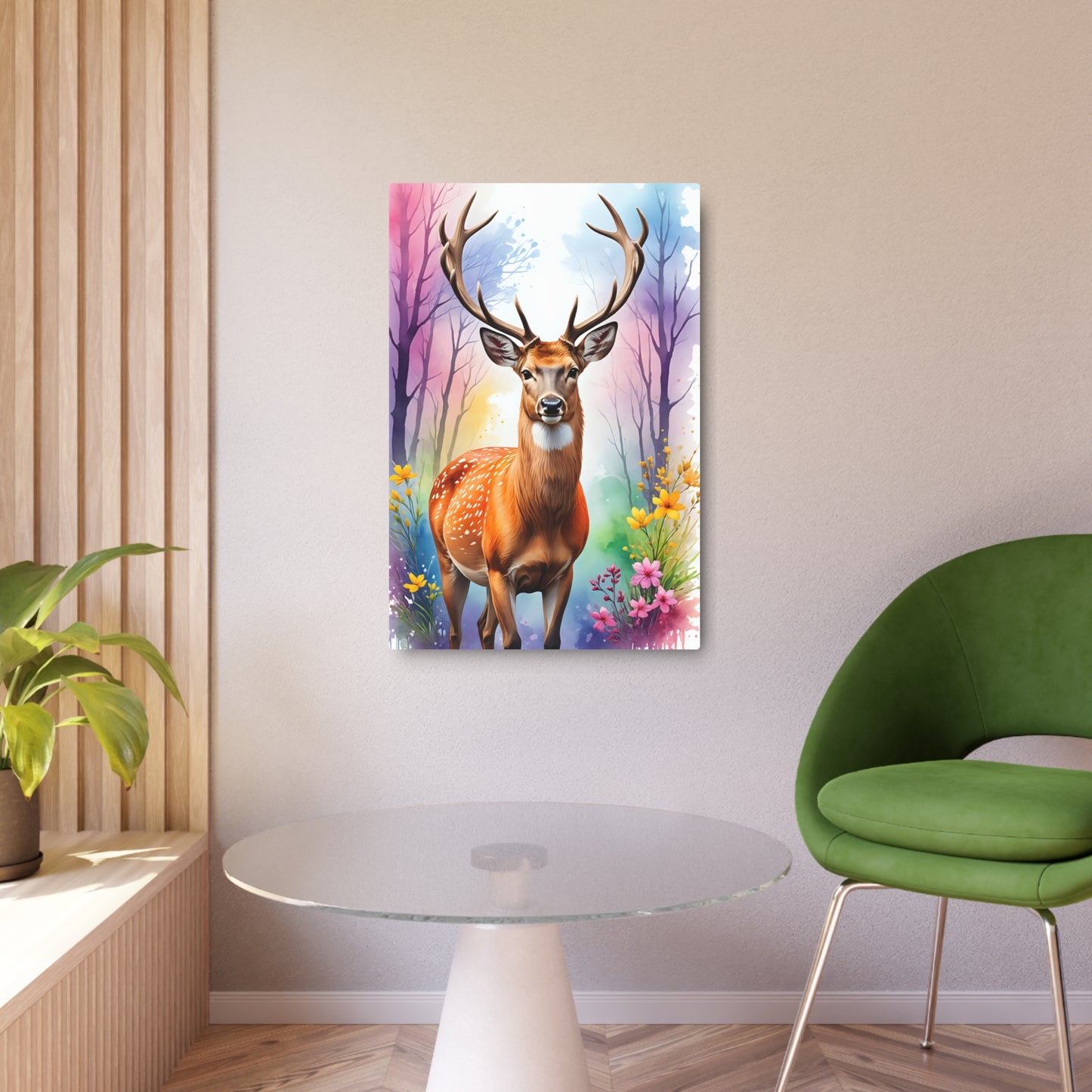 Majestic Deer in Springtime Splendo Metal Art Sign