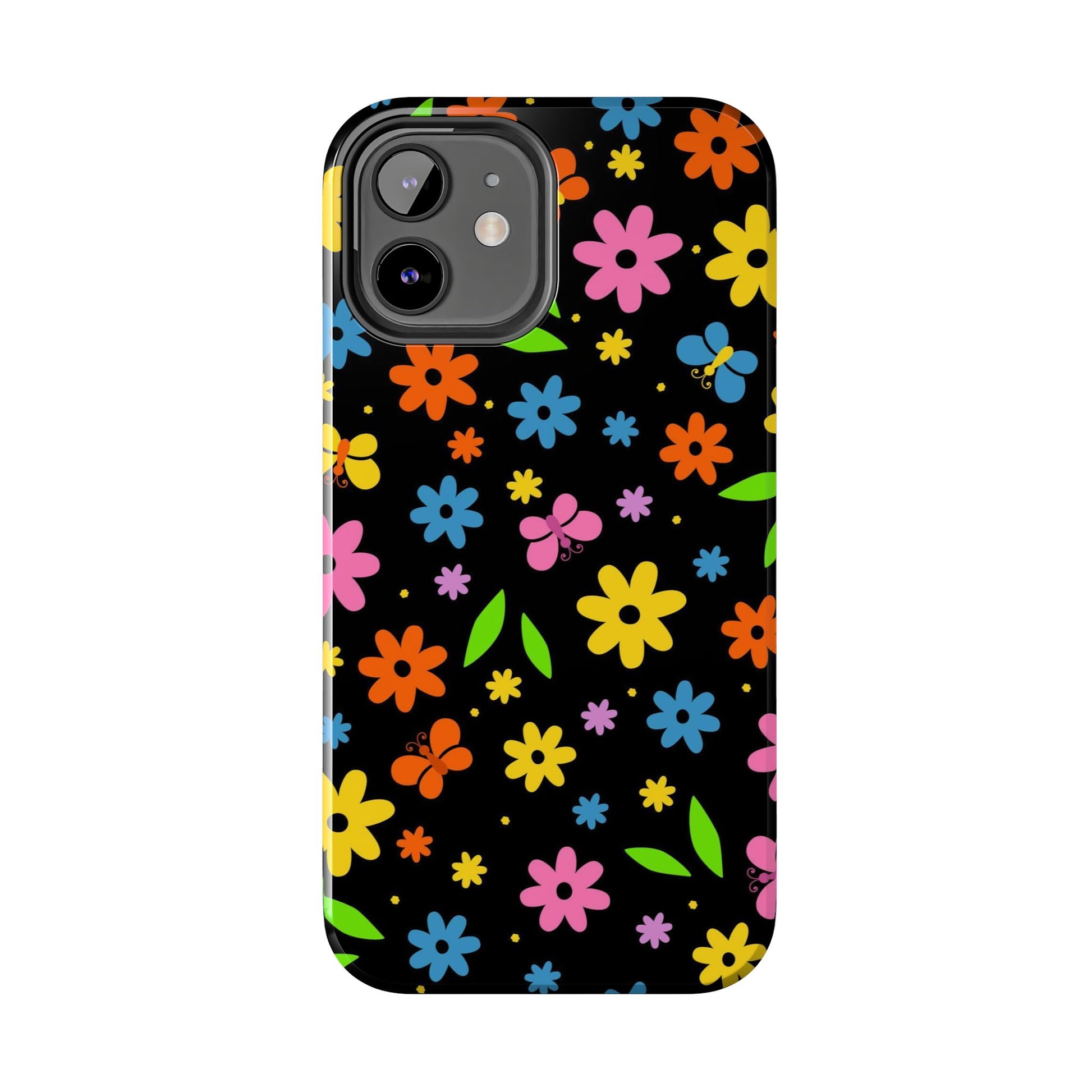 Cute pattern with simple flowers and butterflies. Tough Phone Cases