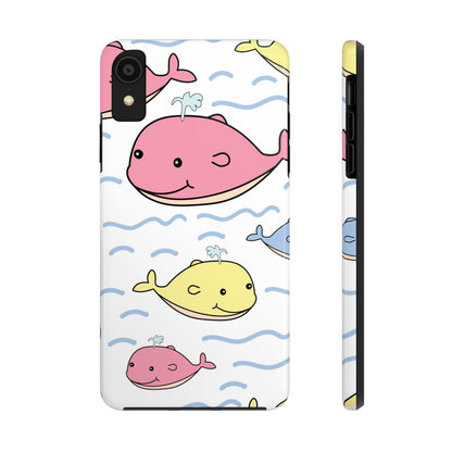 Seamless cute multicolored whale cartoon pattern Tough Phone Cases iPhone XR