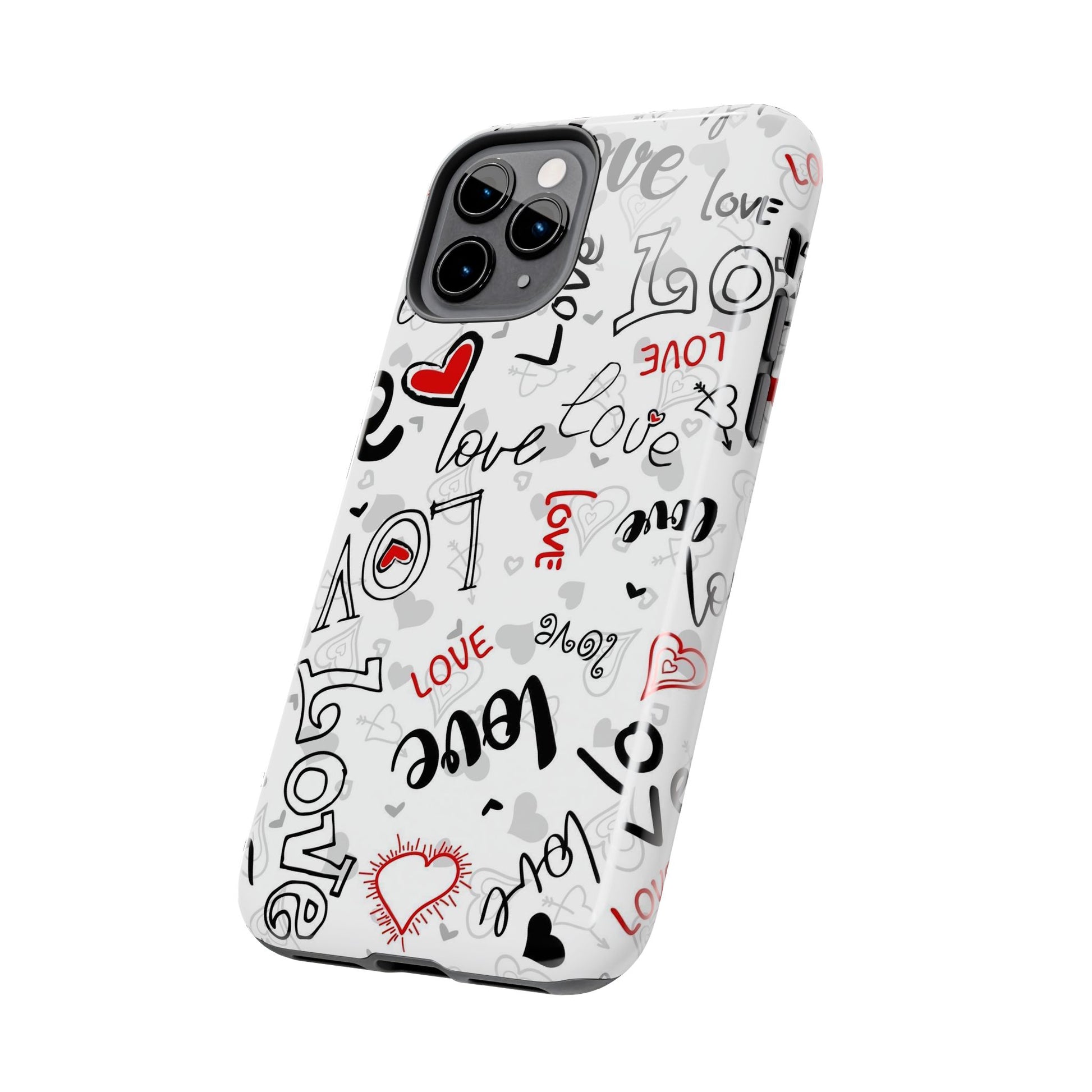 hearts with the words love Tough Phone Cases