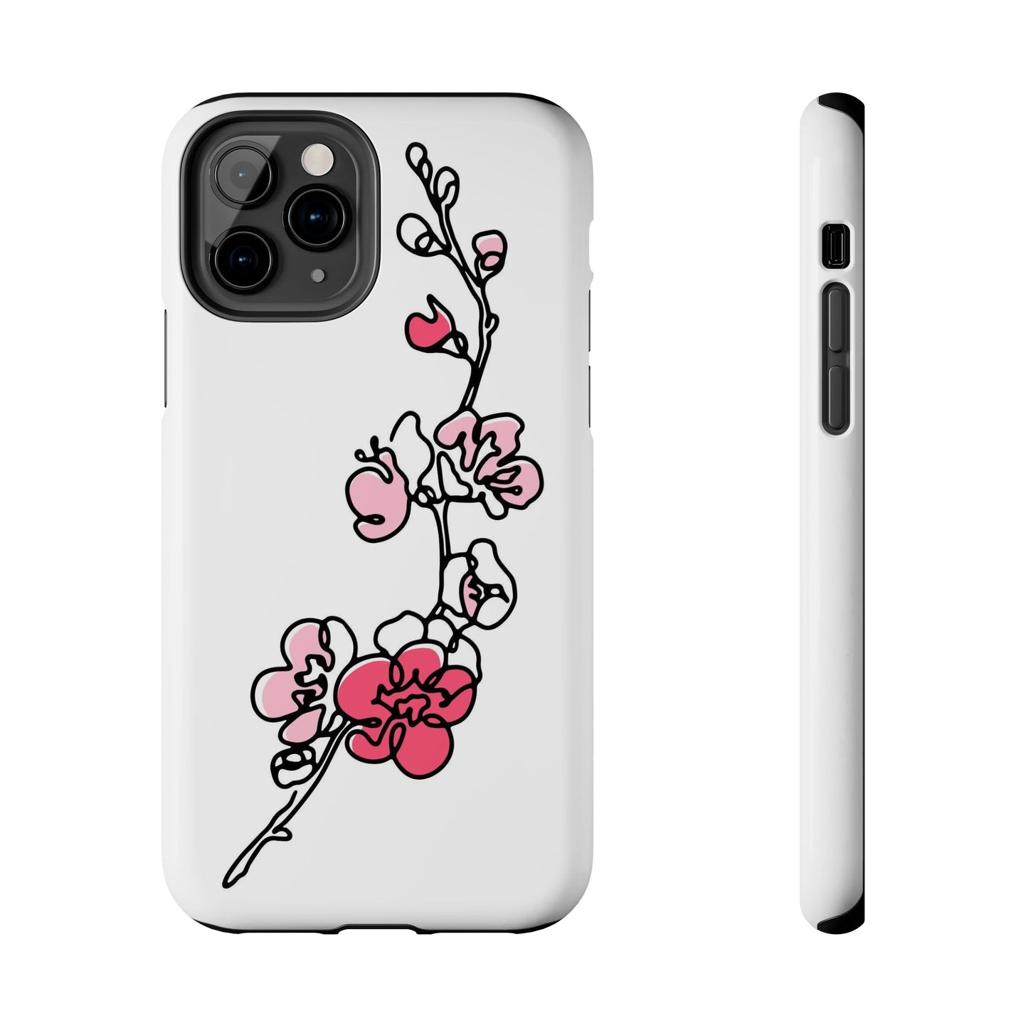 Cherry blossom single line art with abstract pink Tough Phone Cases iPhone 11 Pro