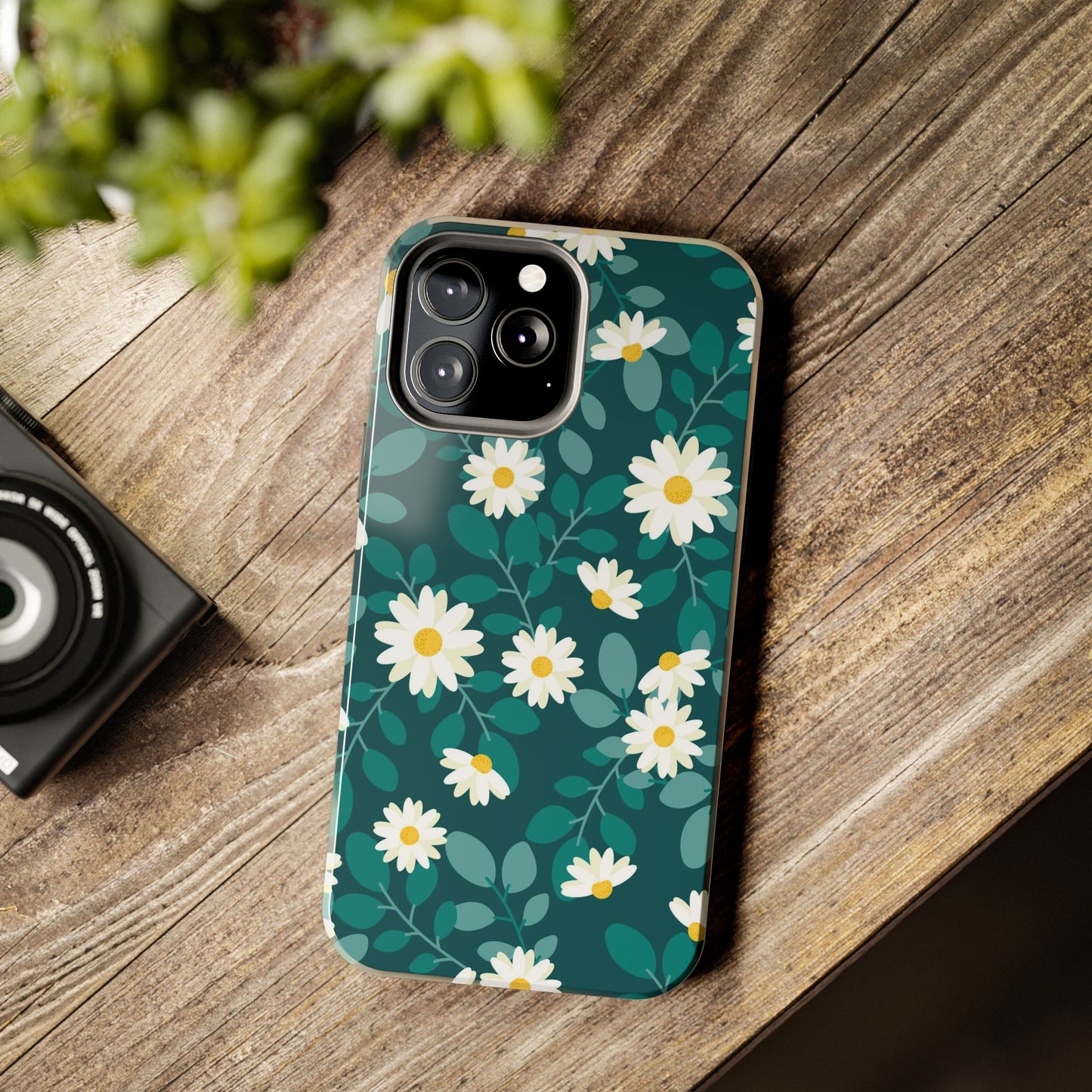 cute white daisy flower flat style seamless pattern Tough Phone Cases