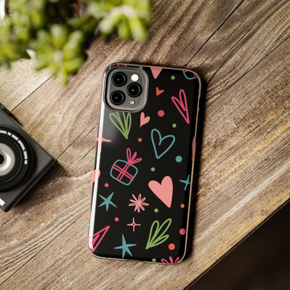 Valentine Day Doodle seamless pattern Tough Phone Cases