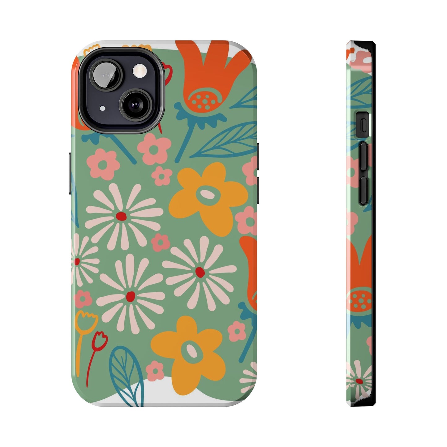 flowers in trendy retro Tough Phone Cases iPhone 13