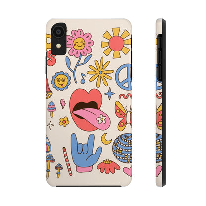 Big set of Retro 70s groovy elements Tough Phone Cases iPhone XR