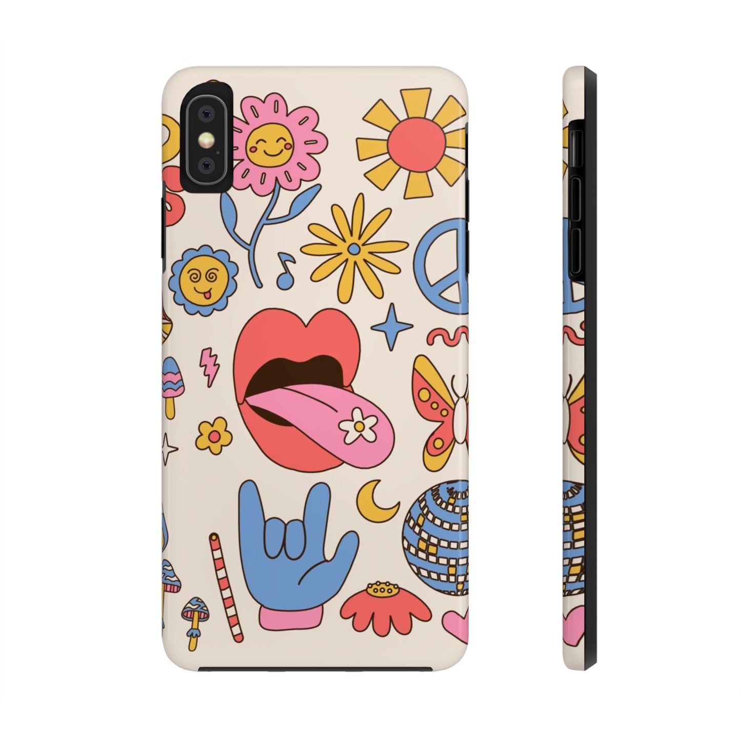 Big set of Retro 70s groovy elements Tough Phone Cases iPhone XS MAX