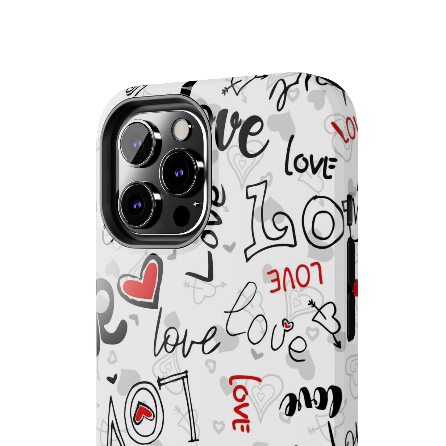 hearts with the words love Tough Phone Cases