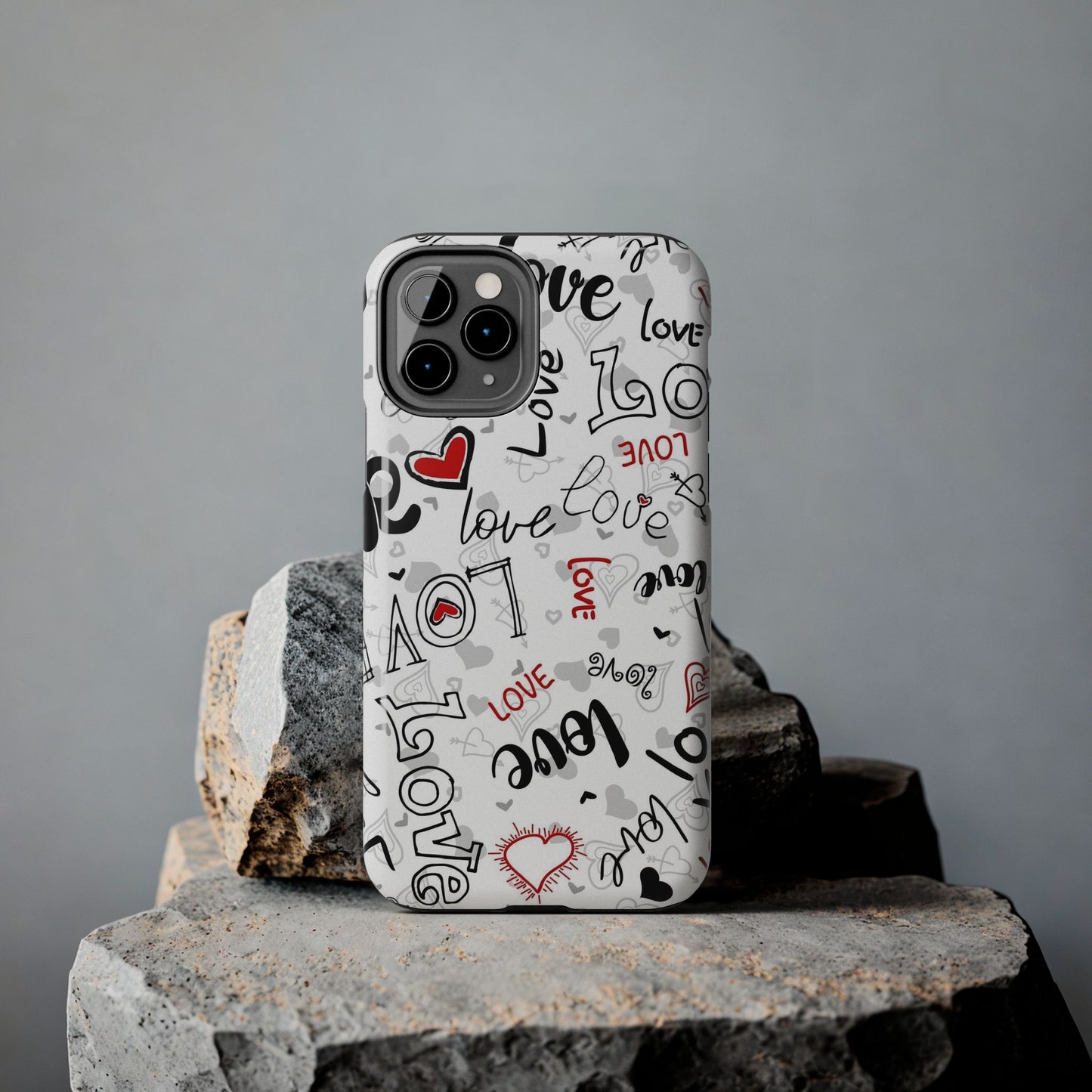 hearts with the words love Tough Phone Cases