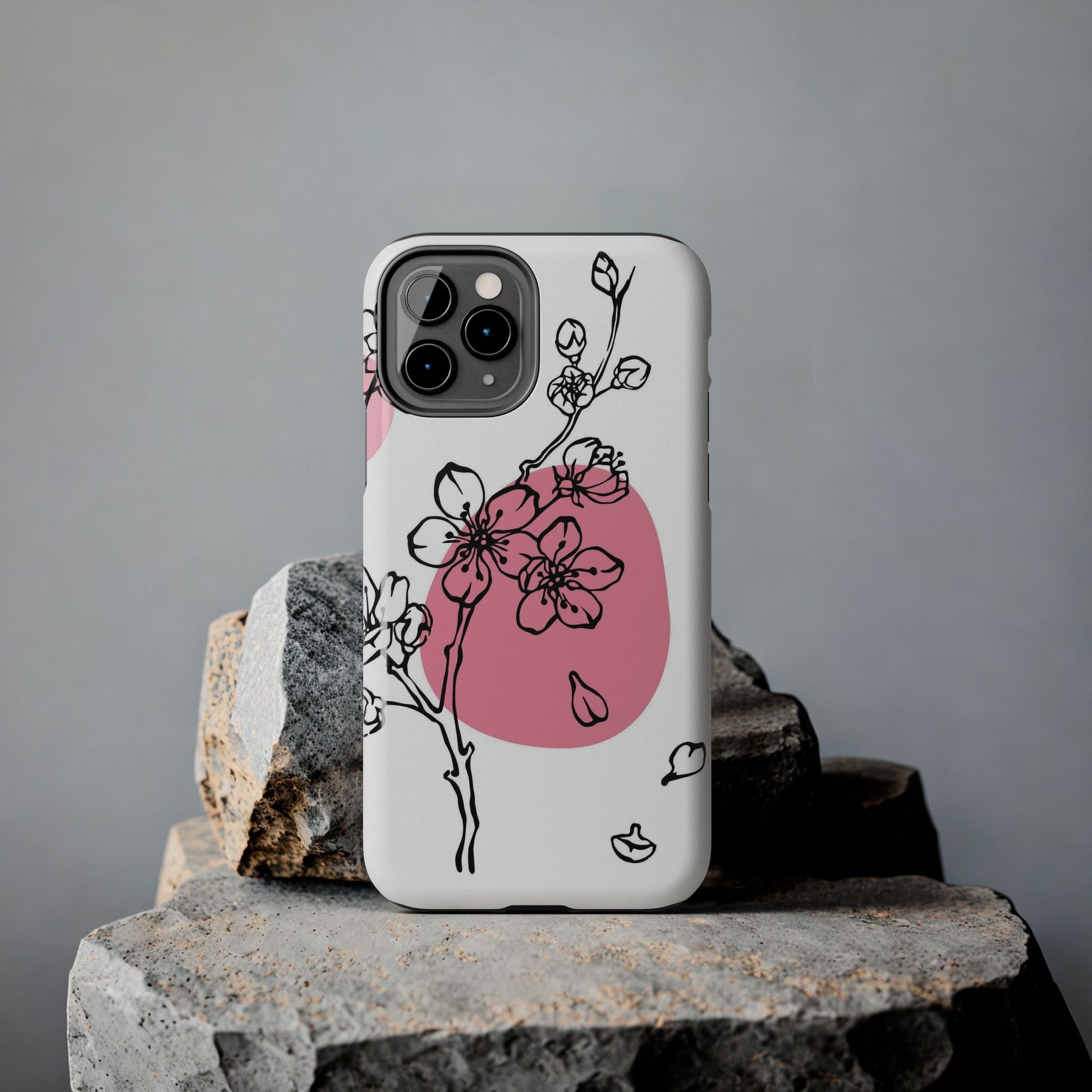 Spring blossom monochrome line art floral Tough Phone Cases