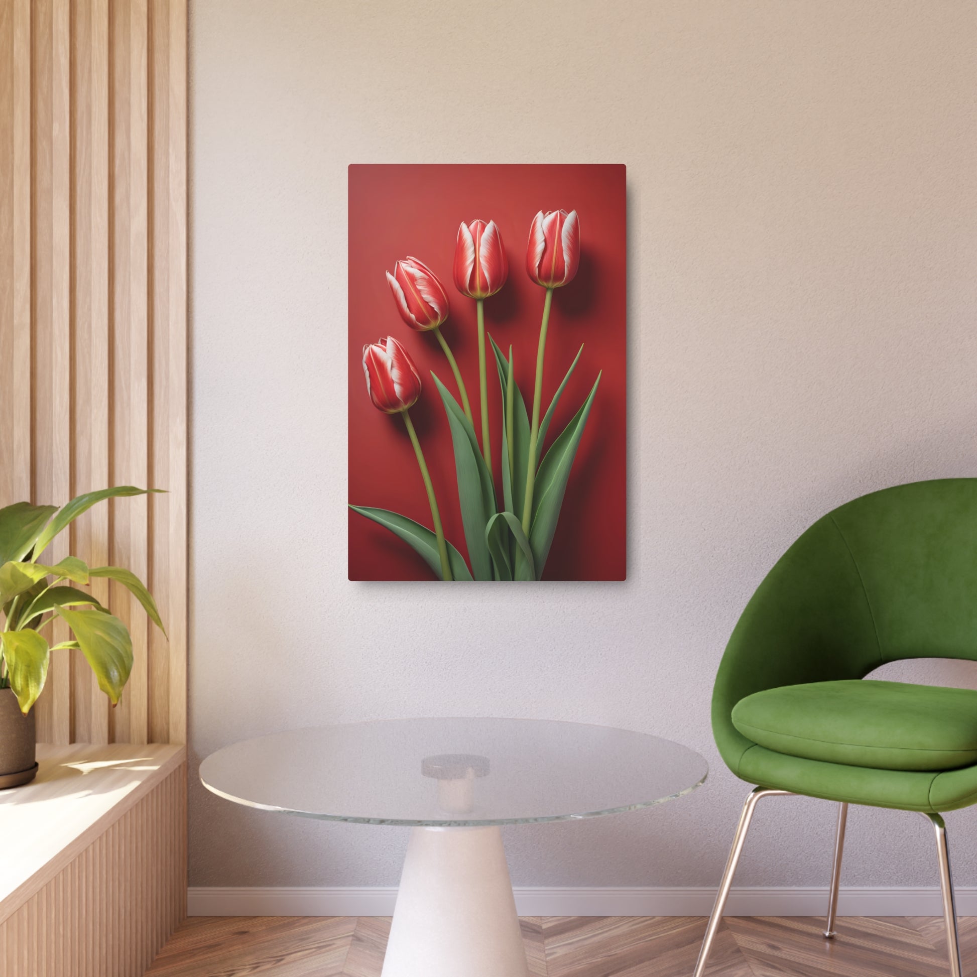 Red tulips Metal Art Sign