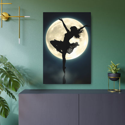 Dancer Under the Moon: A Celestial Ballet Metal Art Sign 24" x 36" (Vertical) 0.12''