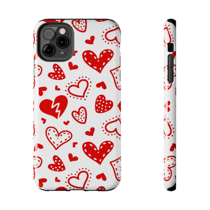 Seamless pattern of red hearts Tough Phone Cases iPhone 11 Pro Max