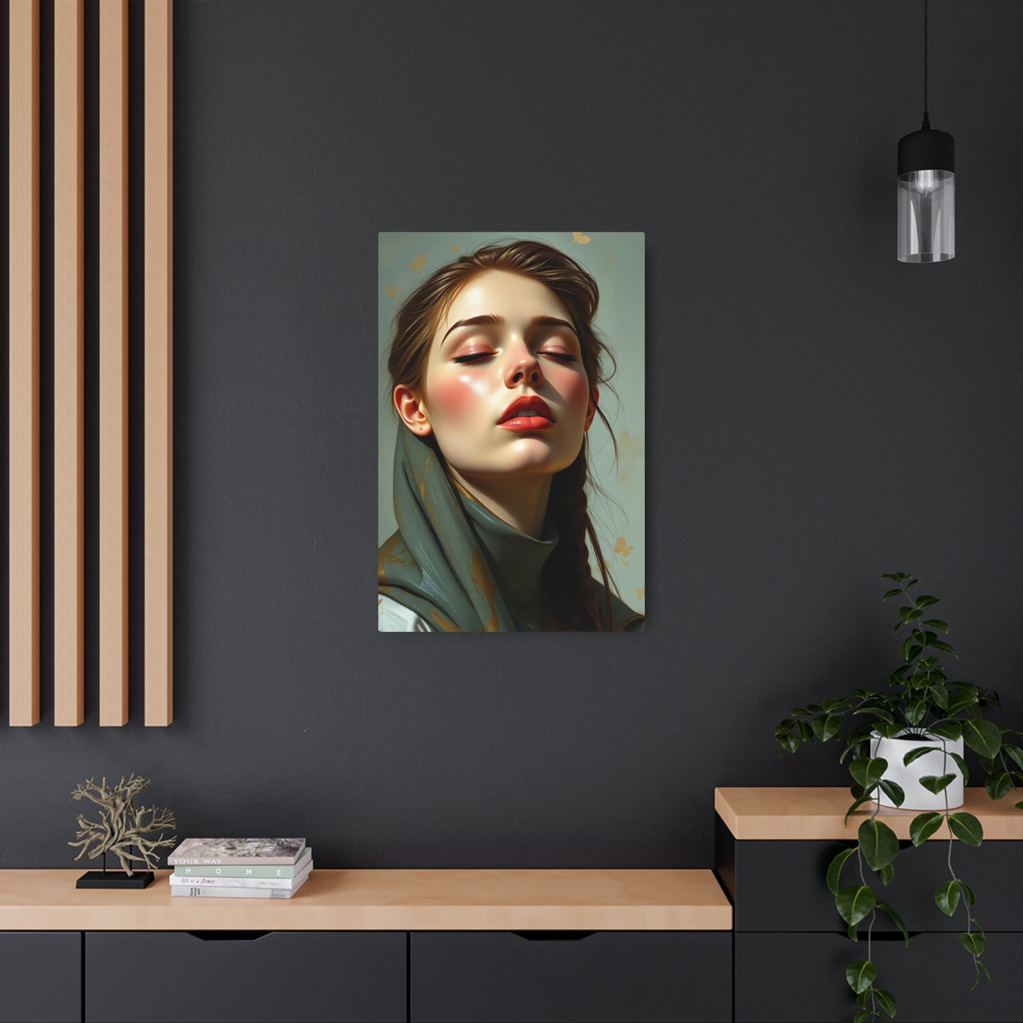 Ethereal Elegance: Metal Printed Art of a Serene Woman