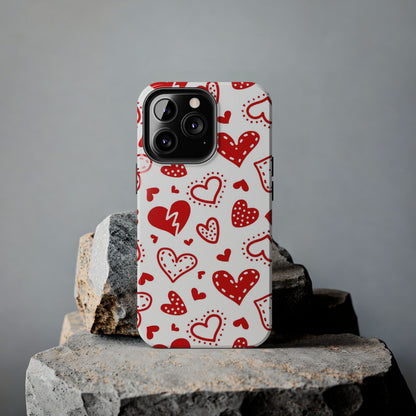 Seamless pattern of red hearts Tough Phone Cases