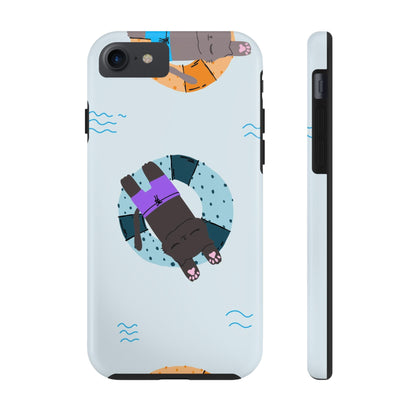 Cute blue pattern with cats relax by the sea Tough Phone Cases iPhone 7, iPhone 8, iPhone SE