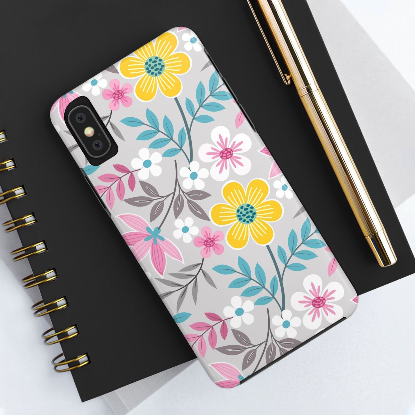 Colorful flowers and leaf Tough Phone Cases