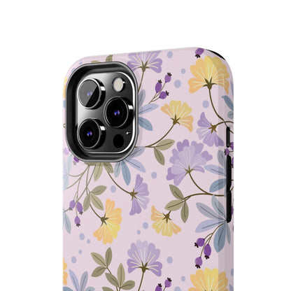 Blooming yellow and purple flowers Tough Phone Cases