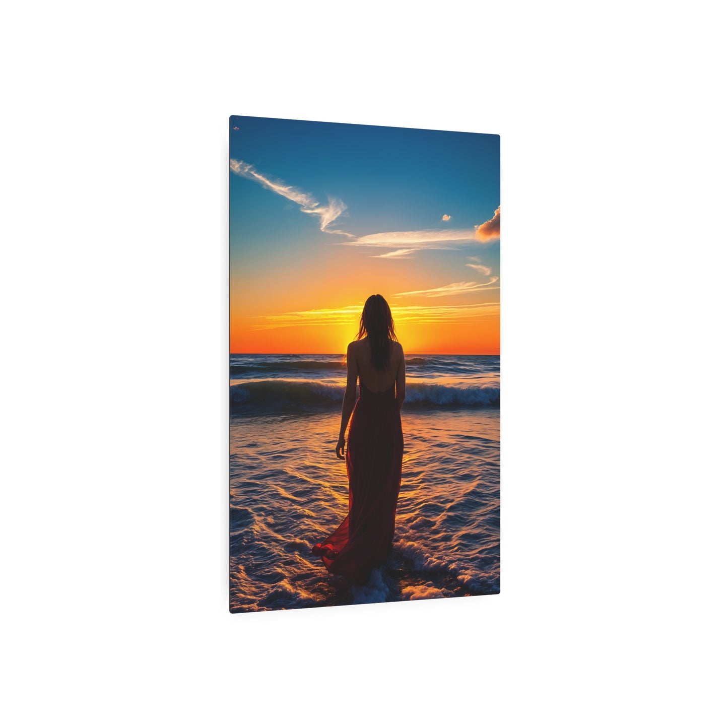 Stunning Sunset Beach Photography: Reflecting Beauty and Serenity Metal Art Sign