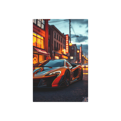 Vibrant Nightlife: McLaren P1 Metal Sign Artwork