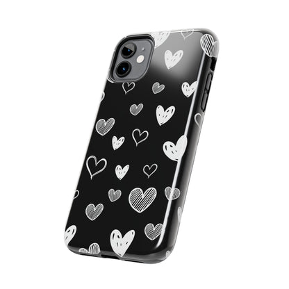 Heart doodles seamless pattern Tough Phone Cases