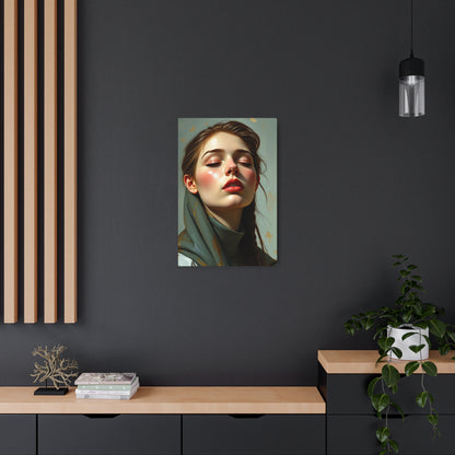 Ethereal Elegance: Metal Printed Art of a Serene Woman