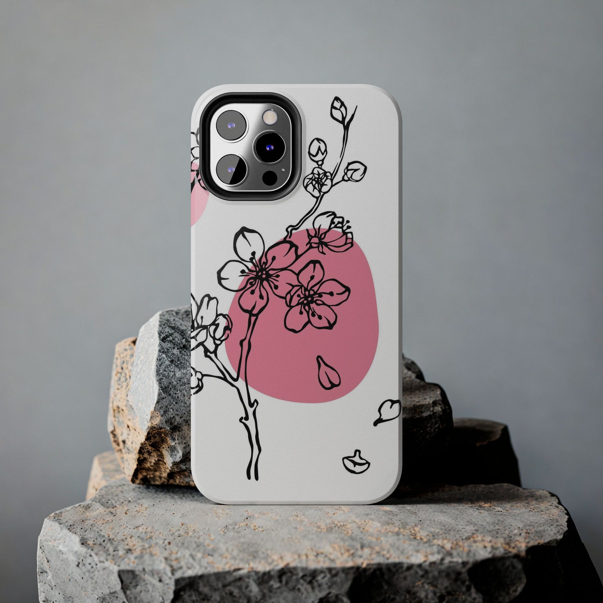 Spring blossom monochrome line art floral Tough Phone Cases